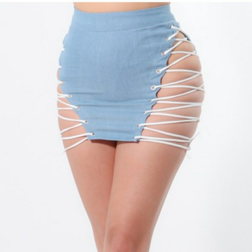 Denim see through skirt
